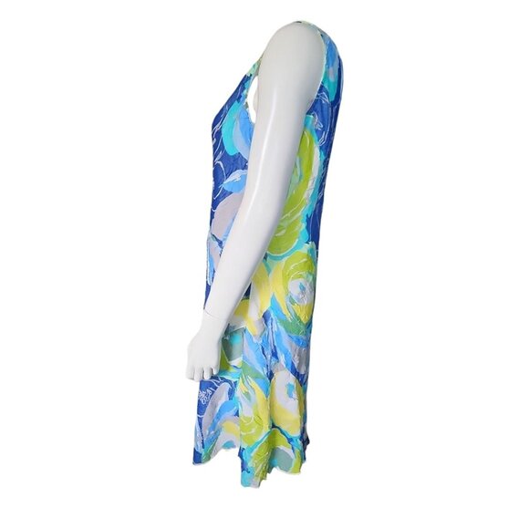 Parsley & Sage Dress Womens Size M Medium Blue Green Floral Boho Artsy Chiffon - Picture 2 of 6